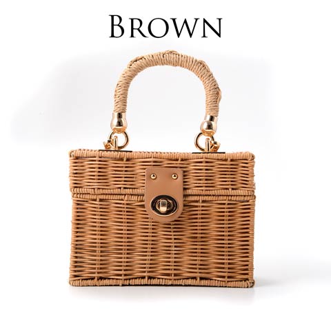 【明日花キララ着用】Square Basket bag スクエア型カゴバッグ［Whip Bunny］(ブラウン-FREE)