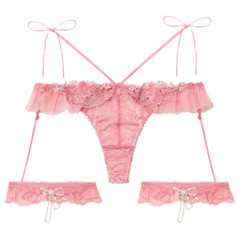 【明日花キララプロデュース/WhipBunny】Queen Rose Bijou Shorts/ クイーンローズビジューショーツ(ローズ/Tバック-M)