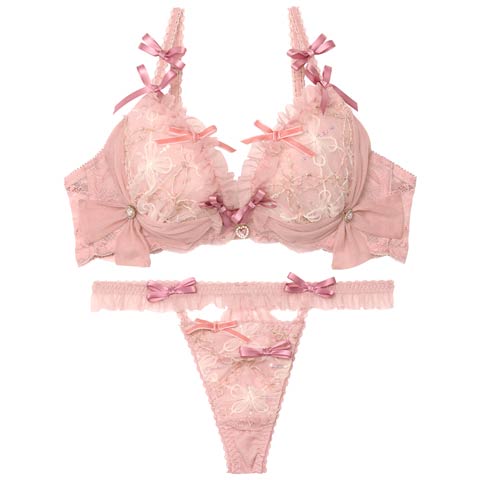 【Tバック】【明日花キララプロデュース/WhipBunny】Twinkle Sweet Candy Bra&T-back / トゥインクルスイートキャンディブラ＆Tバック[推し](ローズキャンディーリボン-B65/ショーツM)