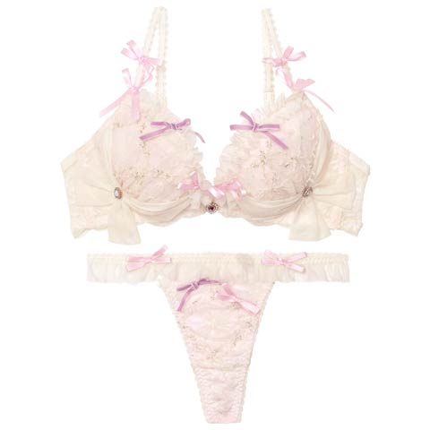 【Tバック】【明日花キララプロデュース/WhipBunny】Twinkle Sweet Candy Bra&T-back / トゥインクルスイートキャンディブラ＆Tバック[推し](ホワイトキャンディーリボン-B65/ショーツM)