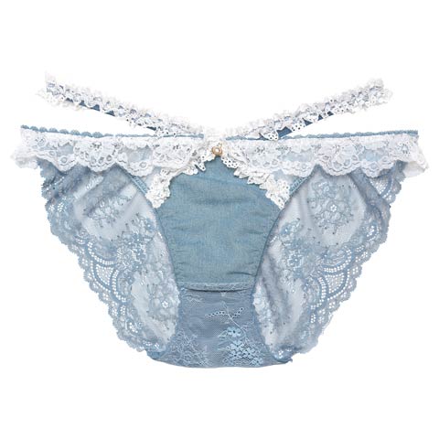 6/9新作!【明日花キララプロデュース/WhipBunny】Lacy Tiered Denim Shorts / レーシィティアードデニムショーツ(ライトブルー/フルバック-M)