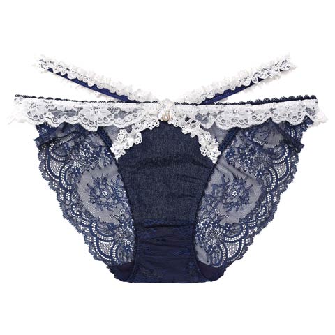 6/9新作!【明日花キララプロデュース/WhipBunny】Lacy Tiered Denim Shorts / レーシィティアードデニムショーツ(インディゴブルー/フルバック-M)
