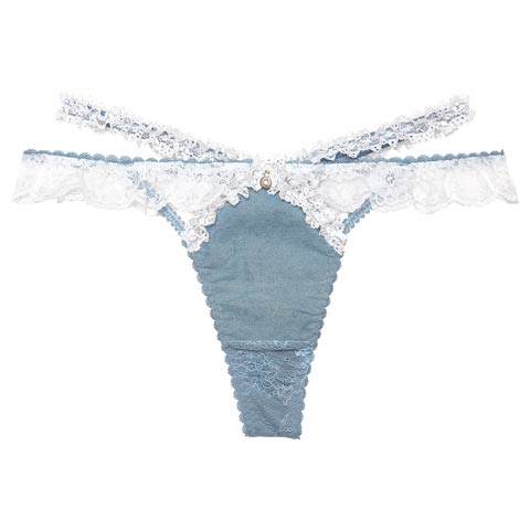 6/9新作!【明日花キララプロデュース/WhipBunny】Lacy Tiered Denim Shorts / レーシィティアードデニムショーツ(ライトブルー/Ｔバック-M)