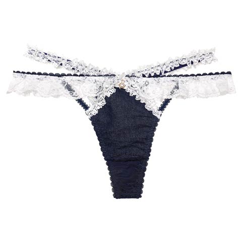 6/9新作!【明日花キララプロデュース/WhipBunny】Lacy Tiered Denim Shorts / レーシィティアードデニムショーツ(インディゴブルー/Ｔバック-M)
