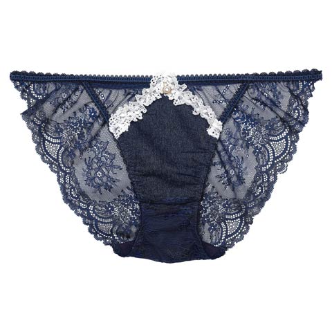 8/26再販!【明日花キララプロデュース/WhipBunny】Lacy Tiered Denim Shorts / レーシィティアードデニムデザイン違いショーツ(インディゴブルー/フルバック-M)