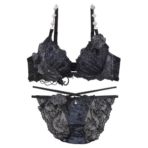 7/7新作!【明日花キララプロデュース/WhipBunny】Luxury Rose Lacy Bra&Shorts / ラグジュアリーローズレーシーブラ＆ショーツ[推し](ラグジュアリーブラック-B65/ショーツM)