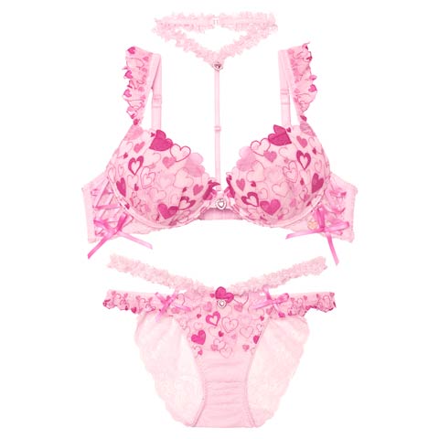 7/21新作!【明日花キララプロデュース/WhipBunny】Sweetie Heart Frill Bra&Shorts / スウィーティーハートフリルブラ＆ショーツ[推し](ハートピンク-B65/ショーツM)