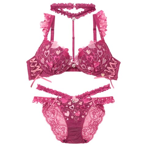 7/21新作!【明日花キララプロデュース/WhipBunny】Sweetie Heart Frill Bra&Shorts / スウィーティーハートフリルブラ＆ショーツ[推し](ハートベリー-B65/ショーツM)