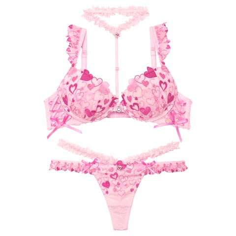 7/21新作!【Tバック】【明日花キララプロデュース/WhipBunny】Sweetie Heart Frill Bra&T-back / スウィーティーハートフリルブラ＆Tバック[推し](ハートピンク-B65/ショーツM)