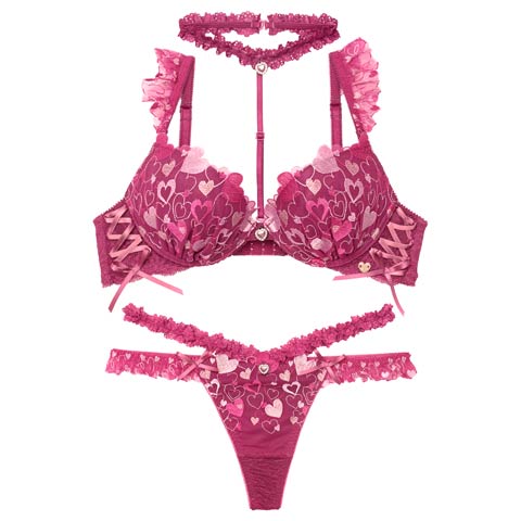 7/21新作!【Tバック】【明日花キララプロデュース/WhipBunny】Sweetie Heart Frill Bra&T-back / スウィーティーハートフリルブラ＆Tバック[推し](ハートベリー-B65/ショーツM)