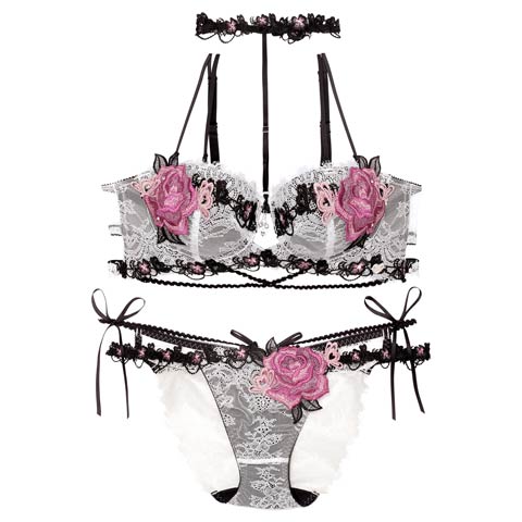 8/6新作!【明日花キララプロデュース/WhipBunny】Brilliance Rose Papillon Bra&Shorts / ブリリアンスローズパピヨンブラ＆ショーツ[推し](アイラッシュアイボリー-B65/ショーツM)