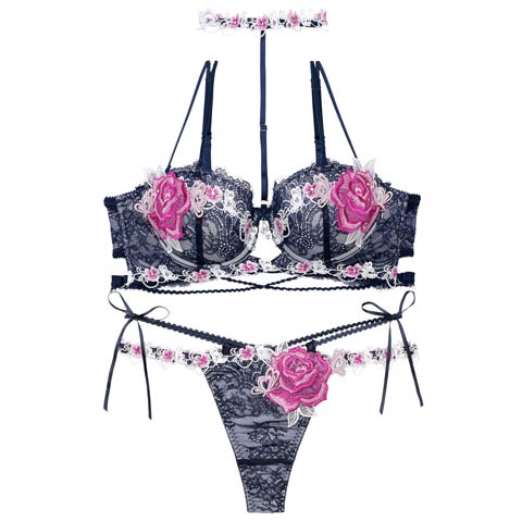 8/6新作!【Tバック】【明日花キララプロデュース/WhipBunny】Brilliance Rose Papillon Bra&T-back / ブリリアンスローズパピヨンブラ＆Tバック[推し](アイラッシュネイビー-B65/ショーツM)