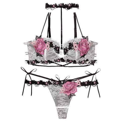 8/6新作!【Tバック】【明日花キララプロデュース/WhipBunny】Brilliance Rose Papillon Bra&T-back / ブリリアンスローズパピヨンブラ＆Tバック[推し](アイラッシュアイボリー-B65/ショーツM)