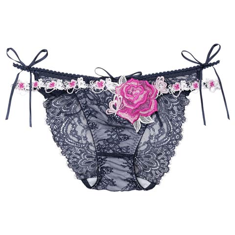 9/13再販!【ノンワイヤー】クラシカルラインレース育乳ブラジャー&フルバックショーツ[推し][人気](アイラッシュネイビー/フルバック-M)