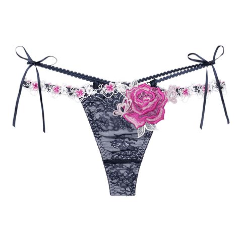 9/13再販!【ノンワイヤー】クラシカルラインレース育乳ブラジャー&フルバックショーツ[推し][人気](アイラッシュネイビー/Tバック-M)