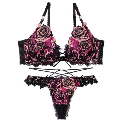 11/22再販!【Tバック】【明日花キララプロデュース/WhipBunny】Glitter Rose Tiara Bra&T-back / グリッターローズティアラブラ＆Tバック[推し](シャインブラック-B65/ショーツM)