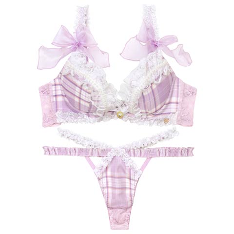 8/11新作!【明日花キララプロデュース/WhipBunny】Dolly Tartan Check Bra&T-back /ドーリータータンチェックブラ＆Tバック[推し](ラベンダータータンチェック-B65/ショーツM)