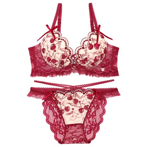 9/15新作!【明日花キララプロデュース/WhipBunny】Twinkle Cherry Frill Bra&Shorts / トゥインクルチェリーフリルブラ＆ショーツ[推し](チェリーレッド-B65/ショーツM)