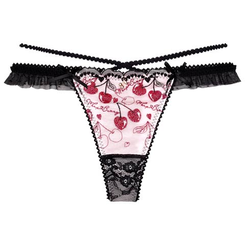 9/15新作!【明日花キララプロデュース/WhipBunny】Twinkle Cherry Frill Shorts /トゥインクルチェリーフリルショーツ(ブラックチェリー/Tバック-M)