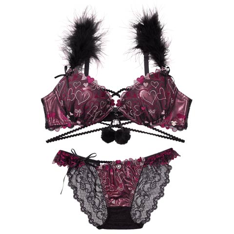 10/31新作!【明日花キララプロデュース/WhipBunny】Romance Glitter Heart Bra&Shorts / ロマンスグリッターハートブラ＆ショーツ[推し](デビルブラック-B65/ショーツM)