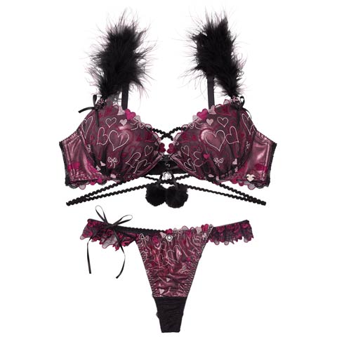 10/31新作!【Tバック】【明日花キララプロデュース/WhipBunny】Romance Glitter Heart Bra&T-back / ロマンスグリッターハートブラ＆Tバック[推し](デビルブラック-B65/ショーツM)