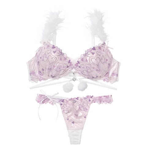 10/31新作!【Tバック】【明日花キララプロデュース/WhipBunny】Romance Glitter Heart Bra&T-back / ロマンスグリッターハートブラ＆Tバック[推し](エンジェルホワイト-B65/ショーツM)