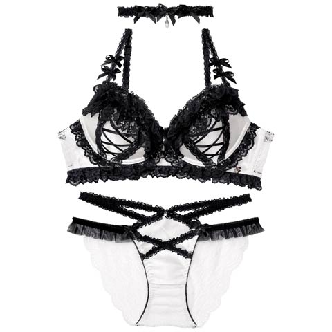 12/12新作!【明日花キララプロデュース/WhipBunny】Lolita Frill Lacy Bra&Shorts / ロリータフリルレーシィブラ＆ショーツ[推し](レースアップフリル-B65/ショーツM)