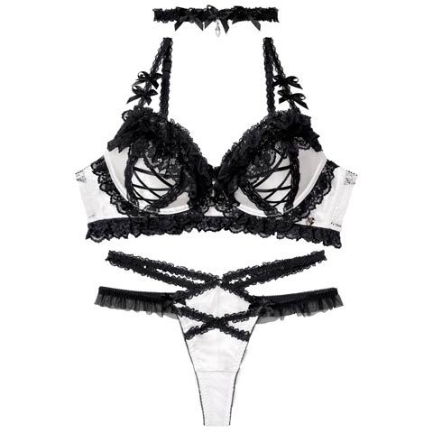 12/12新作!【Tバック】【明日花キララプロデュース/WhipBunny】Lolita Frill Lacy Bra&T-back / ロリータフリルレーシィブラ＆Tバック[推し](レースアップフリル-B65/ショーツM)