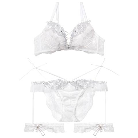 1/9新作!【明日花キララプロデュース/WhipBunny】Queen Rose Bijou Bra&Shorts/ クイーンローズビジューブラ＆ショーツ[推し](ホワイトクリスタル-B65/ショーツM)