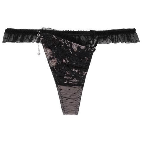 2/27新作!【明日花キララプロデュース/WhipBunny】Dot Ribbon Tulle Shorts / ドットリボンチュールショーツ(ブラックリボン/Tバック-M)