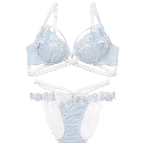 2/6新作!【明日花キララプロデュース/WhipBunny】Crystal Rose Frill Bra&Shorts / クリスタルローズフリルブラ＆ショーツ[推し](クリスタルホワイト-B65/ショーツM)