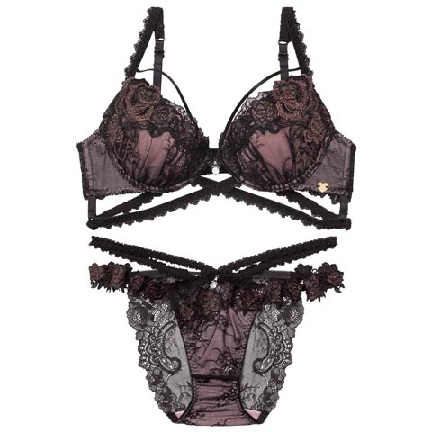 2/6新作!【明日花キララプロデュース/WhipBunny】Crystal Rose Frill Bra&Shorts / クリスタルローズフリルブラ＆ショーツ[推し](クリスタルブラック-B65/ショーツM)