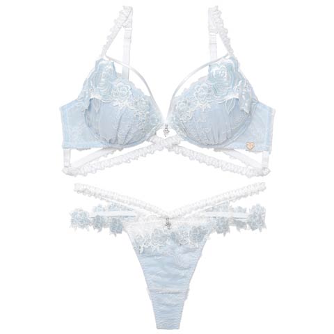 2/6新作!【Tバック】【明日花キララプロデュース/WhipBunny】Crystal Rose Frill Bra&T-back/ クリスタルローズフリルブラ＆Tバック[推し](クリスタルホワイト-B65/ショーツM)