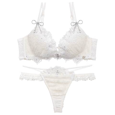 4/24新作!【Tバック】【明日花キララプロデュース/WhipBunny】Sweet Shaggy Bra&T-back/スウィートシャギーニットブラ＆Tバック[推し](ホワイトシャギー-B65/ショーツM)