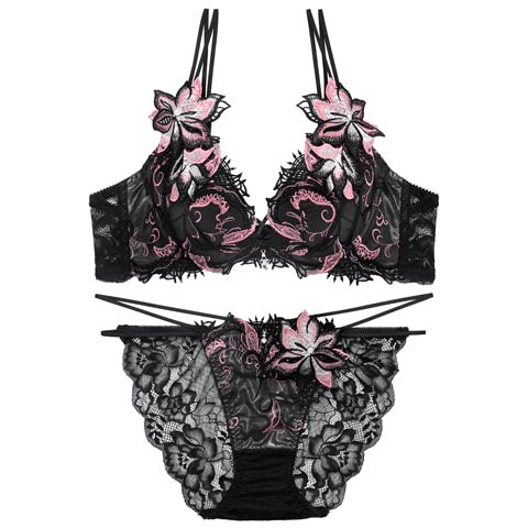 5/4新作!【明日花キララプロデュース/WhipBunny】Spark Rich Flower Bra&Shorts / スパークリッチフラワーブラ＆ショーツ[推し](スパークブラック-B65/ショーツM)