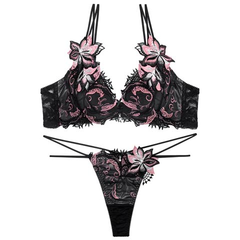 5/4新作!【Tバック】【明日花キララプロデュース/WhipBunny】Spark Rich Flower Bra&T-back/ スパークリッチフラワーブラ＆Tバック[推し](スパークブラック-B65/ショーツM)
