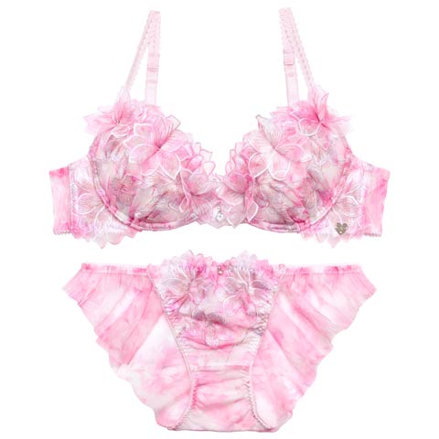 6/24新作!【明日花キララプロデュース/WhipBunny】Lumiere Peony Bra&Shorts / ルミエールピオニーブラ＆ショーツ[推し](ピオニーピンク-B65/ショーツM)