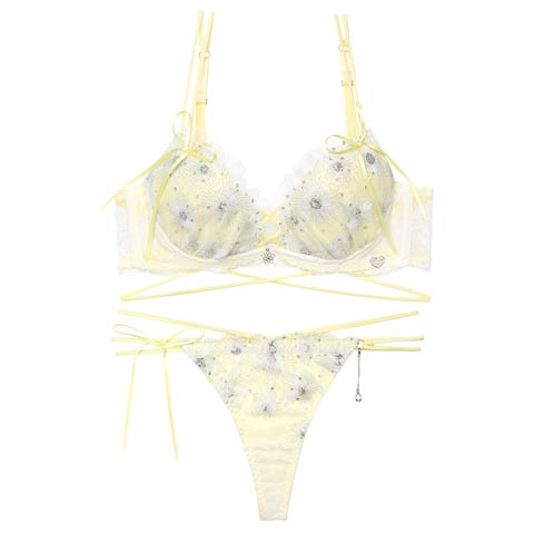 7/14新作!【明日花キララプロデュース/WhipBunny】Aurora Shine Sequin Bra&T-back / オーロラシャインスパンコールブラ＆Tバック[推し](スパークルレモン-B65/ショーツM)