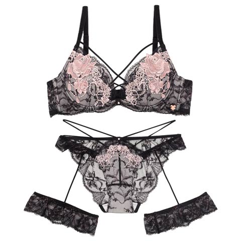 8/25新作!【明日花キララプロデュース/WhipBunny】Luxe Rose Gold Bra&Shorts / リュクスローズゴールドブラ＆ショーツ[推し](ローズゴールドブラック-B65/ショーツM)