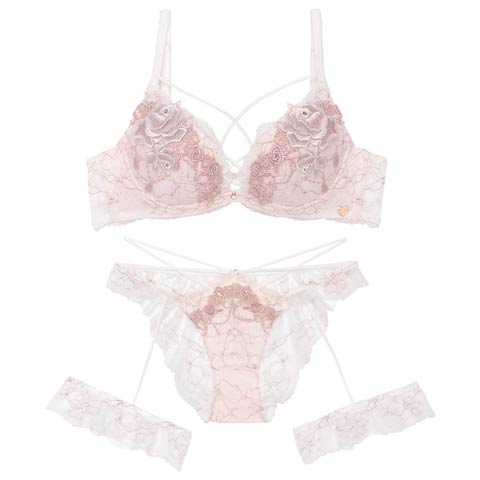 8/25新作!【明日花キララプロデュース/WhipBunny】Luxe Rose Gold Bra&Shorts / リュクスローズゴールドブラ＆ショーツ[推し](ローズゴールドホワイト-B65/ショーツM)