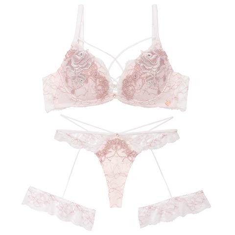 8/25新作!【明日花キララプロデュース/WhipBunny】Luxe Rose Gold Bra&T-back / リュクスローズゴールドブラ＆Tバック[推し](ローズゴールドホワイト-B65/ショーツM)