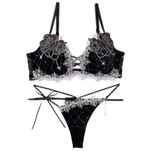 10/10新作!【Tバック】【明日花キララプロデュース/WhipBunny】Luxe Jewelry Velour Bra&T-back / リュクスジュエリーベロアブラ＆Tバック[推し](オニキスバイオレット-B65/ショーツM)