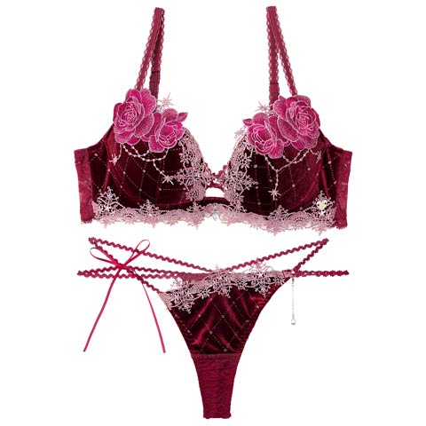 10/10新作!【Tバック】【明日花キララプロデュース/WhipBunny】Luxe Jewelry Velour Bra&T-back / リュクスジュエリーベロアブラ＆Tバック[推し](ルベライトバイオレット-B65/ショーツM)