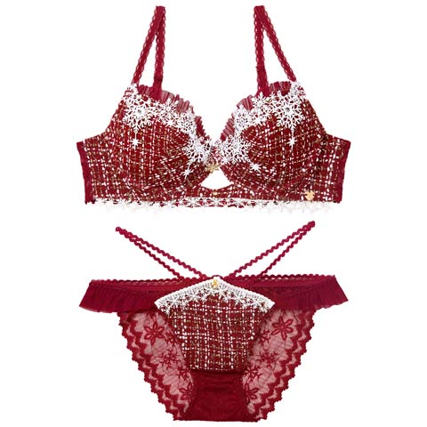 11/21新作!【明日花キララプロデュース/WhipBunny】Luxury Snow Tweed Bra&Shorts / ラグジュアリースノーツイードブラ＆ショーツ[推し](カーディナルレッド-B65/ショーツM)