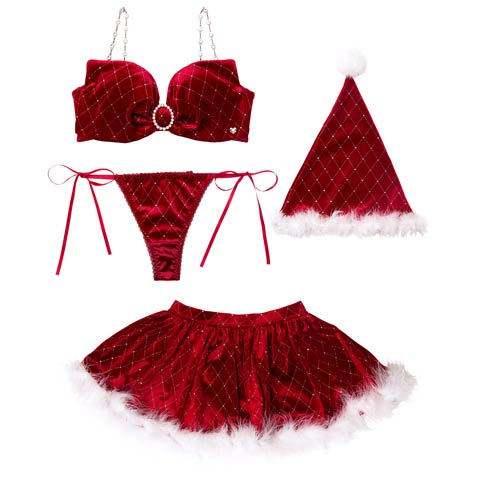 11/7新作!【明日花キララプロデュース/WhipBunny】Jewelry Velour Ribbon Santa Costume / ジュエリーベロアリボンサンタコスチューム(レッド-S)