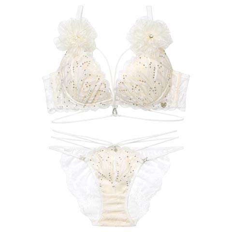 1/30新作!【明日花キララプロデュース/WhipBunny】Elegant Arch Corsage Bra&Shorts/ エレガントアーチコサージュブラ＆ショーツ[推し](ホワイトマグノリア-B65/ショーツM)