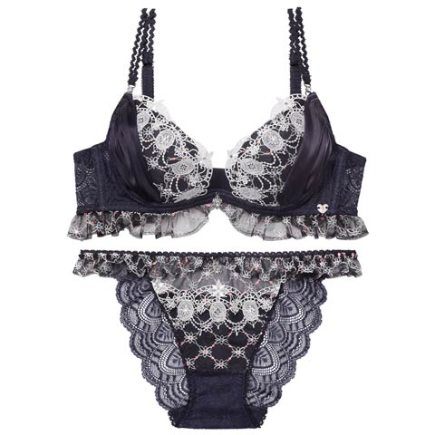 3/13新作!【明日花キララプロデュース/WhipBunny】Princess Lame Chiffon Bra&Shorts / プリンセスラメシフォンブラ＆ショーツ[推し](ネイビープリンセス-B65/ショーツM)