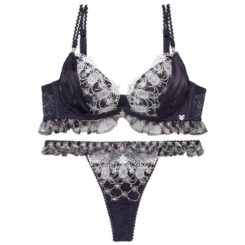 3/13新作!【Tバック】【明日花キララプロデュース/WhipBunny】Princess Lame Chiffon Bra&T-back / プリンセスラメシフォンブラ＆Tバック[推し](ネイビープリンセス-B65/ショーツM)