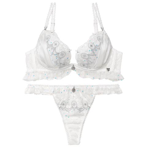 3/13新作!【Tバック】【明日花キララプロデュース/WhipBunny】Princess Lame Chiffon Bra&T-back / プリンセスラメシフォンブラ＆Tバック[推し](ホワイトプリンセス-B65/ショーツM)