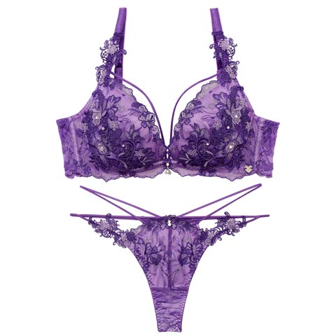 4/3新作!【明日花キララプロデュース/WhipBunny】Jewelry Bloom Lace Bra&T-back / ジュエリーブルームレースブラ＆Tバック[推し](レーヴバイオレット-B65/ショーツM)